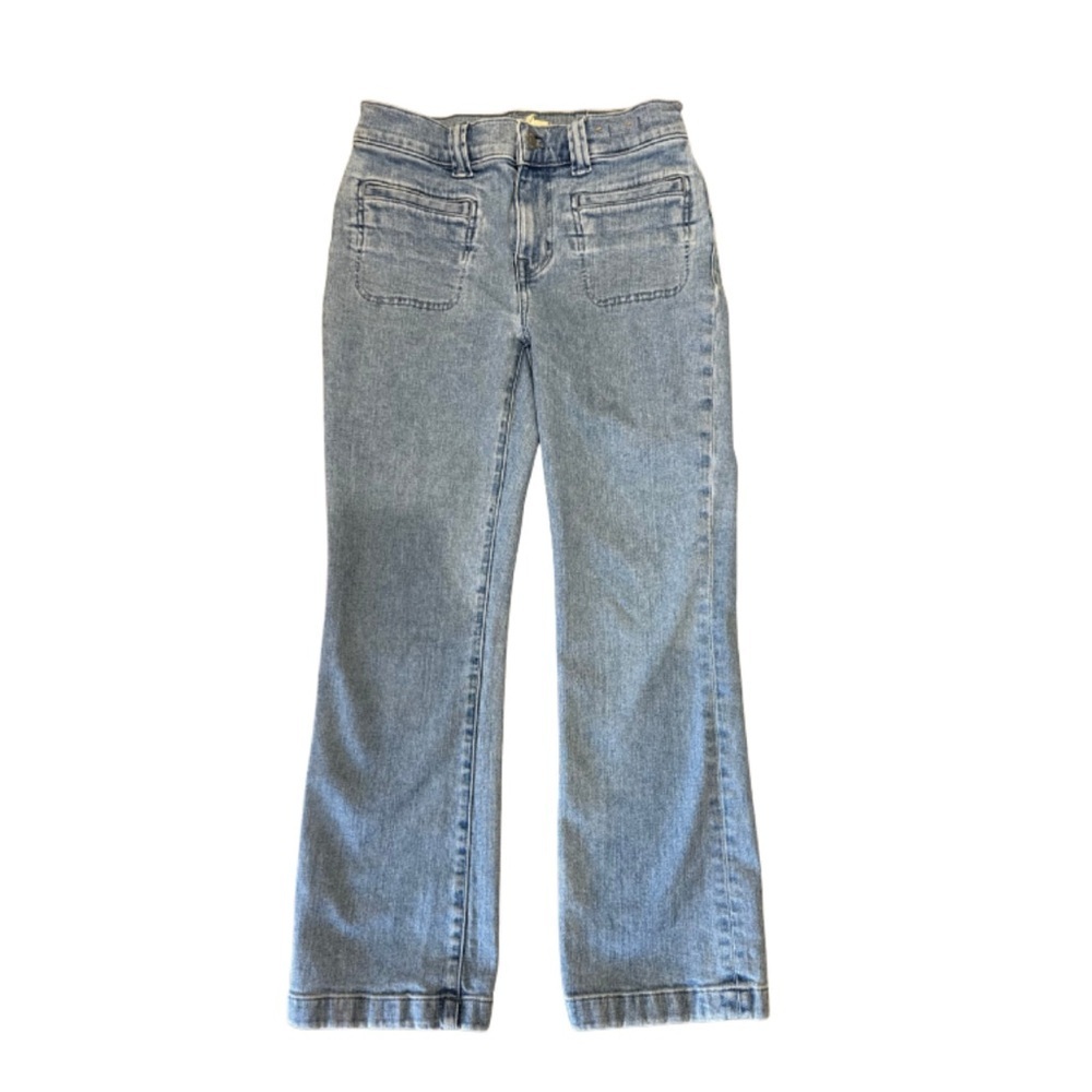Madewell Midrise Kick out Flare Jeans Size 26 Light Wash Patch Front Pockets - Picture 5 of 12